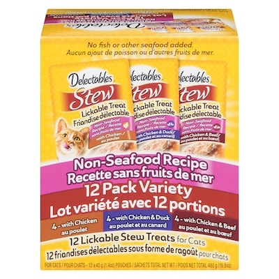 Hartz Stew Lickable Stew Treats For Cats Non-Seafood Recipe 12 Pack Variety 12x40.0 g, $3.54/100g