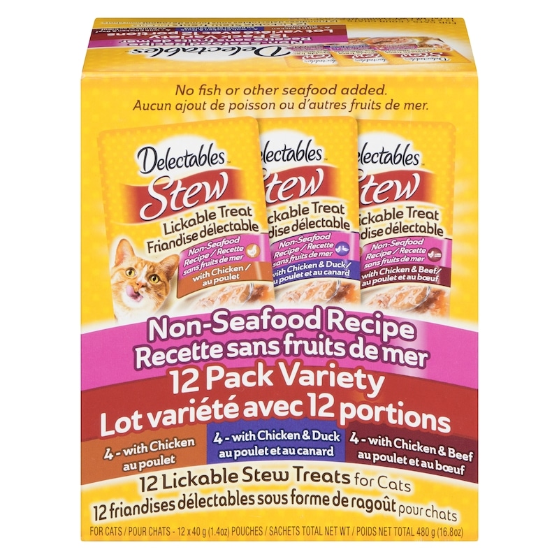 Stew Lickable Stew Treats For Cats Non-Seafood Recipe 12 Pack Variety