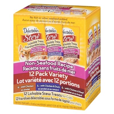 Stew friandises délectables sous forme de ragoût pour chats recette sans fruits de mer lot variété avec 12 portions