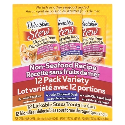 Stew friandises délectables sous forme de ragoût pour chats recette sans fruits de mer lot variété avec 12 portions