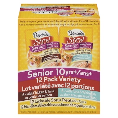Hartz Lickable Stew Treats For Cats Senior 10 Yrs+ Pack Variety 12x40.0 g, $3.54/100g