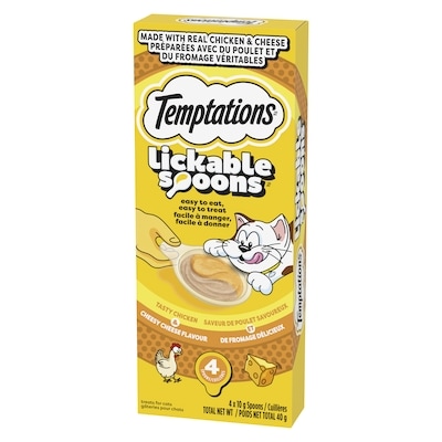 Lickable spoons gâteries pour chats saveur de poulet savoureux et de fromage délicieux