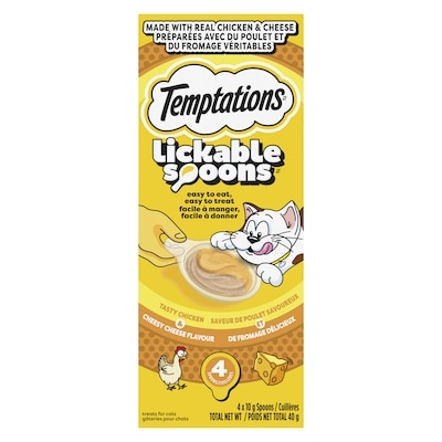 Lickable spoons gâteries pour chats saveur de poulet savoureux et de fromage délicieux