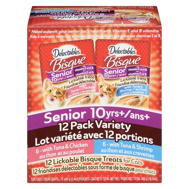 Bisque Lickable Bisque Treats For Cats Senior 10 Yrs+ 12 Pack Variety