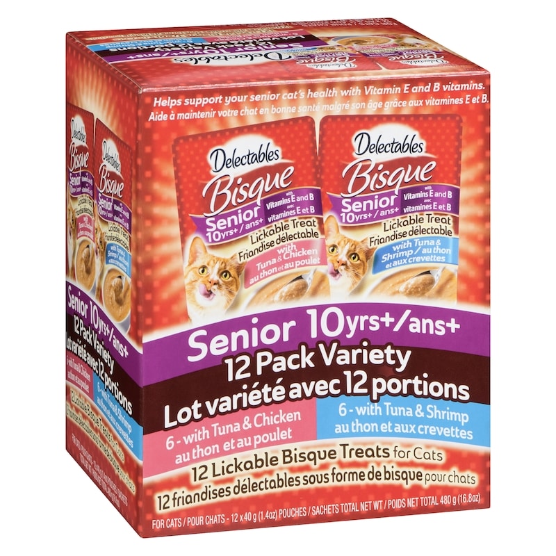 Bisque Lickable Bisque Treats For Cats Senior 10 Yrs+ 12 Pack Variety
