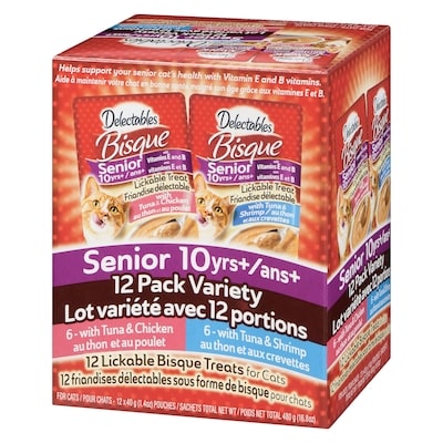 Bisque Lickable Bisque Treats For Cats Senior 10 Yrs+ 12 Pack Variety