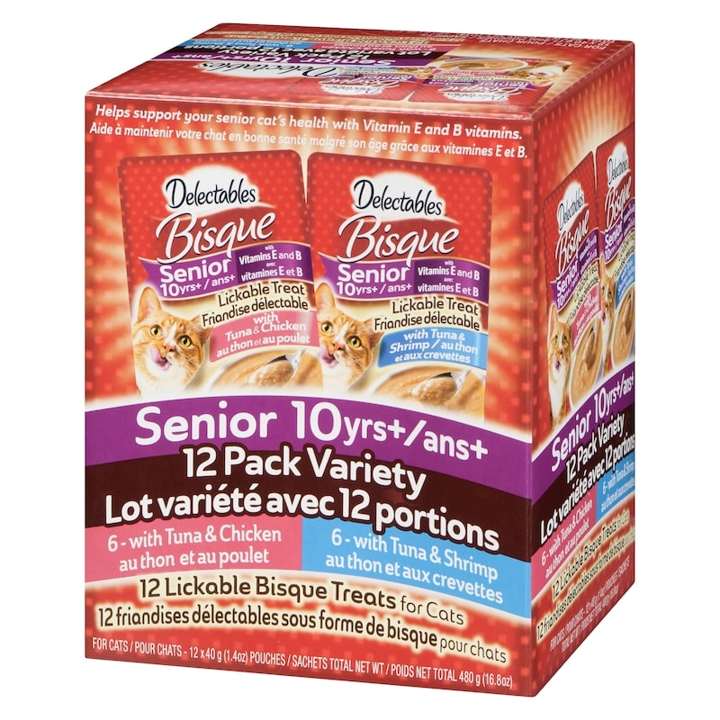 Bisque Lickable Bisque Treats For Cats Senior 10 Yrs+ 12 Pack Variety