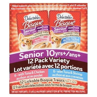 Bisque Lickable Bisque Treats For Cats Senior 10 Yrs+ 12 Pack Variety