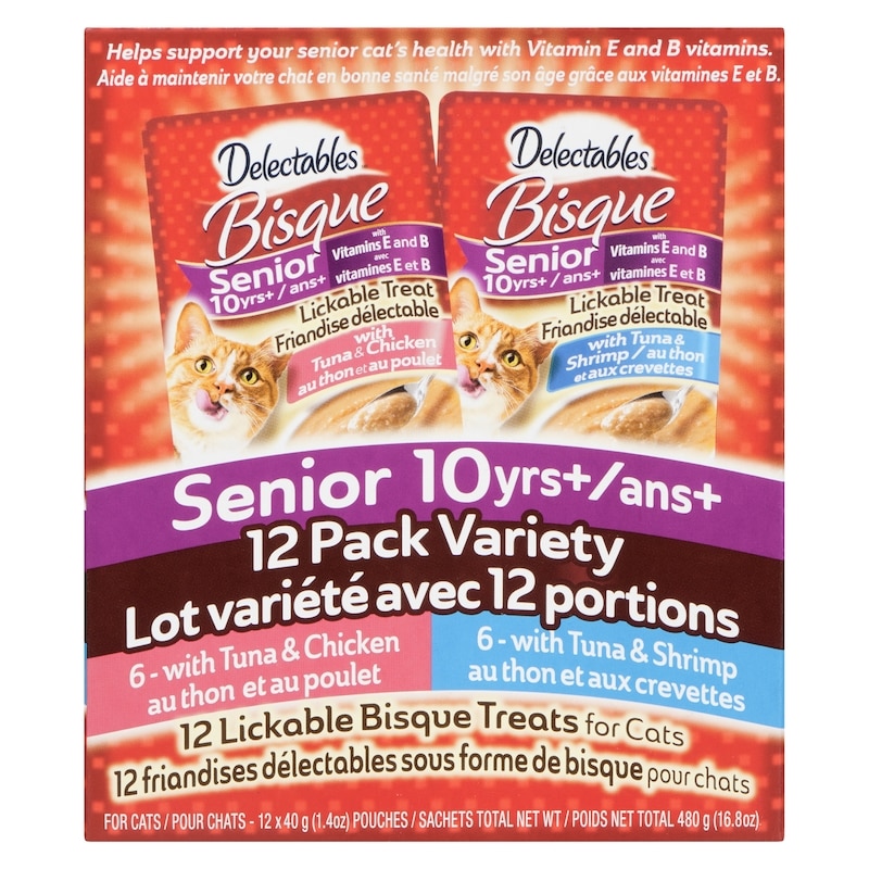 Bisque Lickable Bisque Treats For Cats Senior 10 Yrs+ 12 Pack Variety