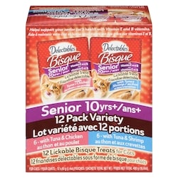 Hartz Bisque friandises délectables sous forme de bisque pour chats senior 10 ans+ lot variété avec 12 portions 12x40.0 g, 3,54 $/100g