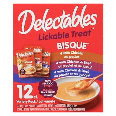 Bisque friandises à lécher en forme de bisque pour les chats recette sans fruits de mer lot variété