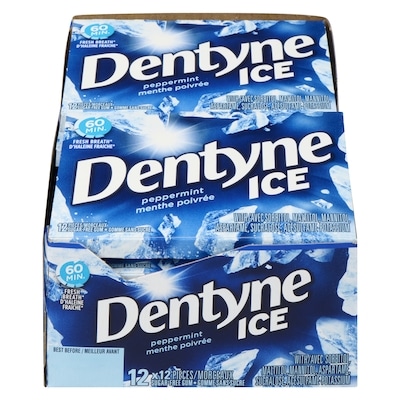 Dentyne Ice gomme sans sucre menthe poivrée 12 ea, 0,10 $/1ch
