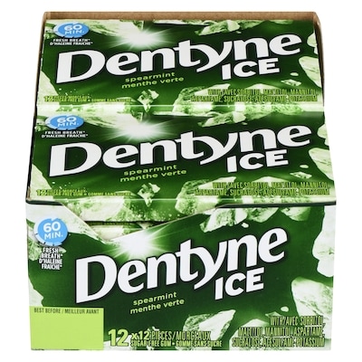 Dentyne Ice gomme sans sucre menthe verte, cas 12x12.0 ea, 0,09 $/1ch