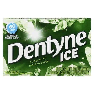 Dentyne Ice gomme sans sucre menthe verte 12 ea, 0,17 $/1ch