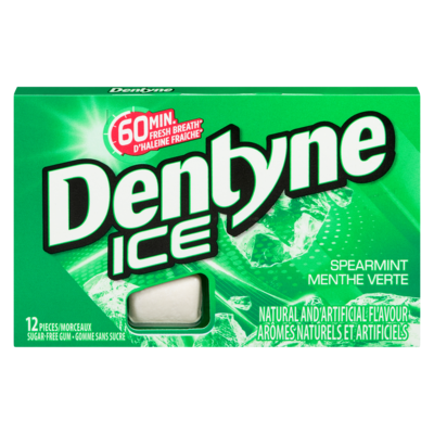 Dentyne Ice gomme sans sucre menthe verte 12 ea, 0,12 $/1ch