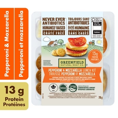 Greenfield Natural Meat Co. Pepperoni & Mozzarella Lunch Kit 78 g, $5.77/100g