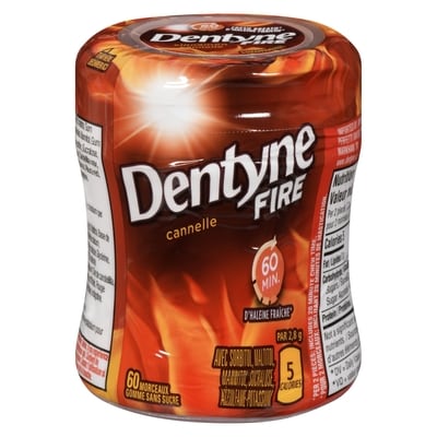 Dentyne Fire gomme sans sucre cannelle 60 ea, 0,08 $/1ch