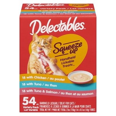 Hartz Squeeze Up Handheld Lickable Treat For Cats Variety Pack 30x756.0 g, $1.85/100g
