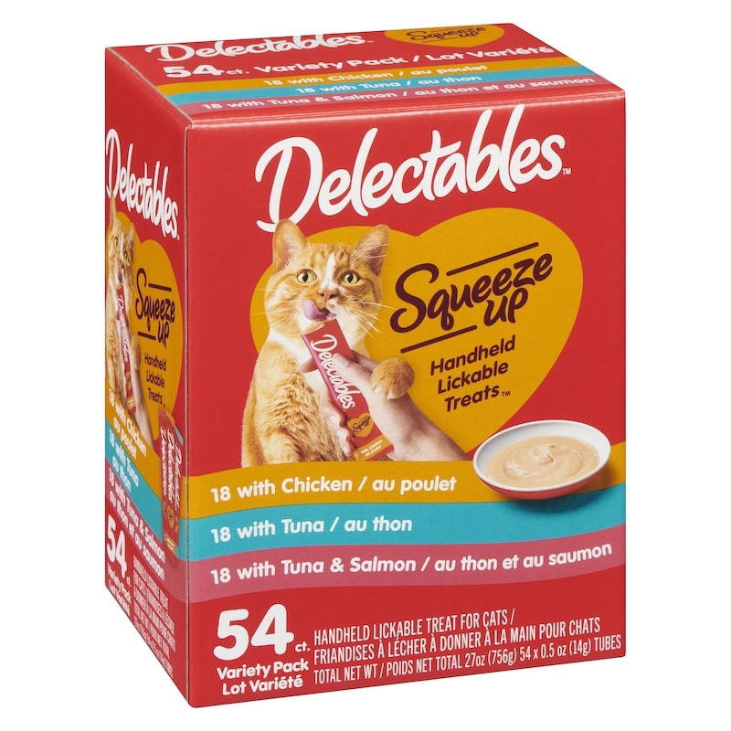 Squeeze Up Handheld Lickable Treat For Cats Variety Pack