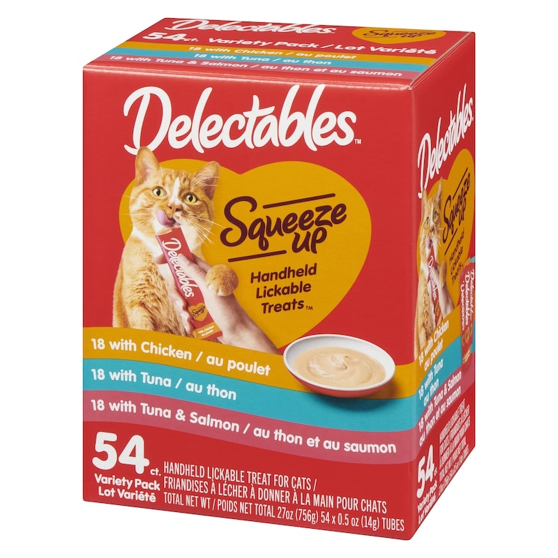Squeeze Up Handheld Lickable Treat For Cats Variety Pack