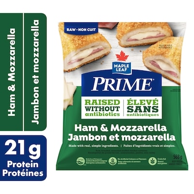 Prime Ham & Mozzarella Raw, Breaded, Seasoned Stuffed Chicken Cutlettes 568 g, $2.64/100g