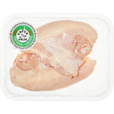 null Halal Chicken Breast, Bone-In Skin-On $14.75/1kg $6.69/1lb