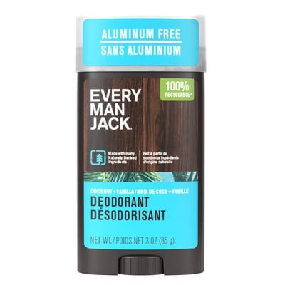 Every Man Jack Déodorant sans aluminium, Noix de coco + Vanille 85 g, 11,16 $/100g
