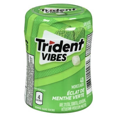 Trident Vibes gomme sans sucre éclat de menthe verte 40 ea, 0,13 $/1ch