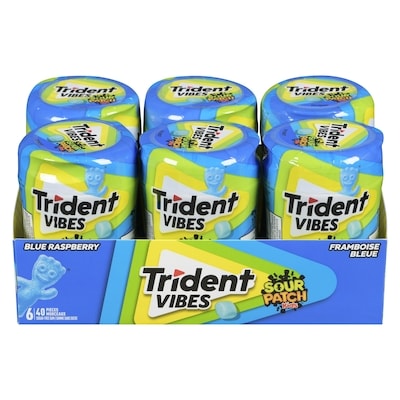 TRIDENT Vibes Sour Patch Kids Sugar-Free Gum Blue Raspberry 40 ea, $0.13/1ea