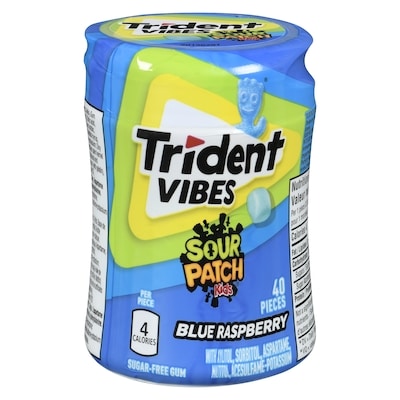 TRIDENT Vibes Sour Patch Kids Sugar-Free Gum Blue Raspberry 40 ea, $0.13/1ea