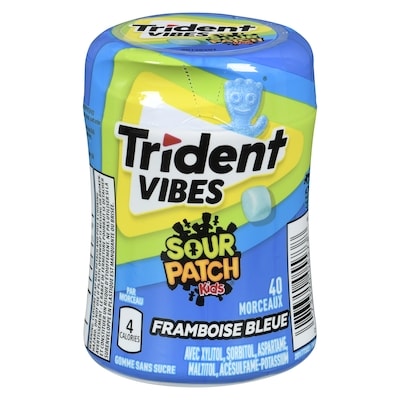Trident Vibes sour patch kids gomme sans sucre framboise bleue 40 ea, 0,13 $/1ch