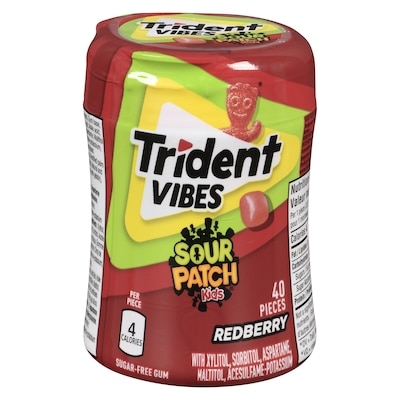 TRIDENT Vibes Sour Patch Kids Sugar-Free Gum Redberry 40 ea, $0.13/1ea