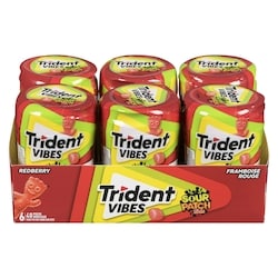 Trident Vibes sour patch kids gomme sans sucre framboise rouge 40 ea, 0,11 $/1ch