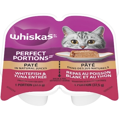 Whiskas Perfect portions nourriture de qualité pour chats repas au poisson blanc et au thon 75 g, 2,25 $/100g