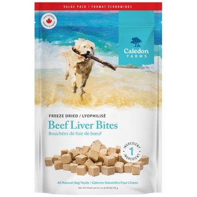 Caledon Farms Gâteries naturelles pour chiens bouchées de foie de bœuf lyophilisées format économique 355 g, 5,07 $/100g