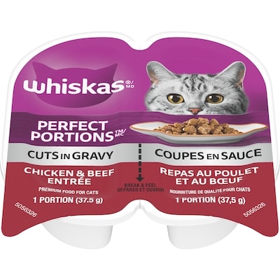 Whiskas Perfect portions nourriture de qualité pour chats repas au poulet et au bœuf 75 g, 2,25 $/100g