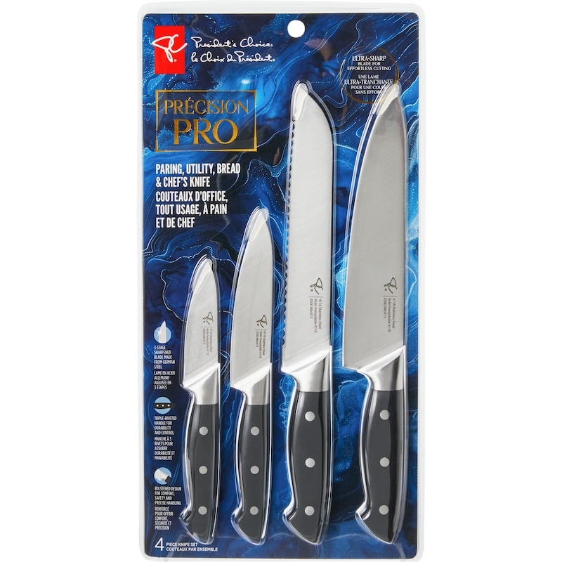 Precision Pro Paring, Utility, Bread, and Chef's Knife 4-Piece Set