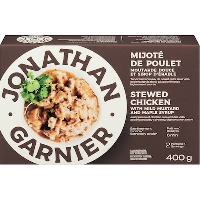 Jonathan Garnier Mijoté de poulet moutarde douce et sirop d'érable 400 g, 4,13 $/100g