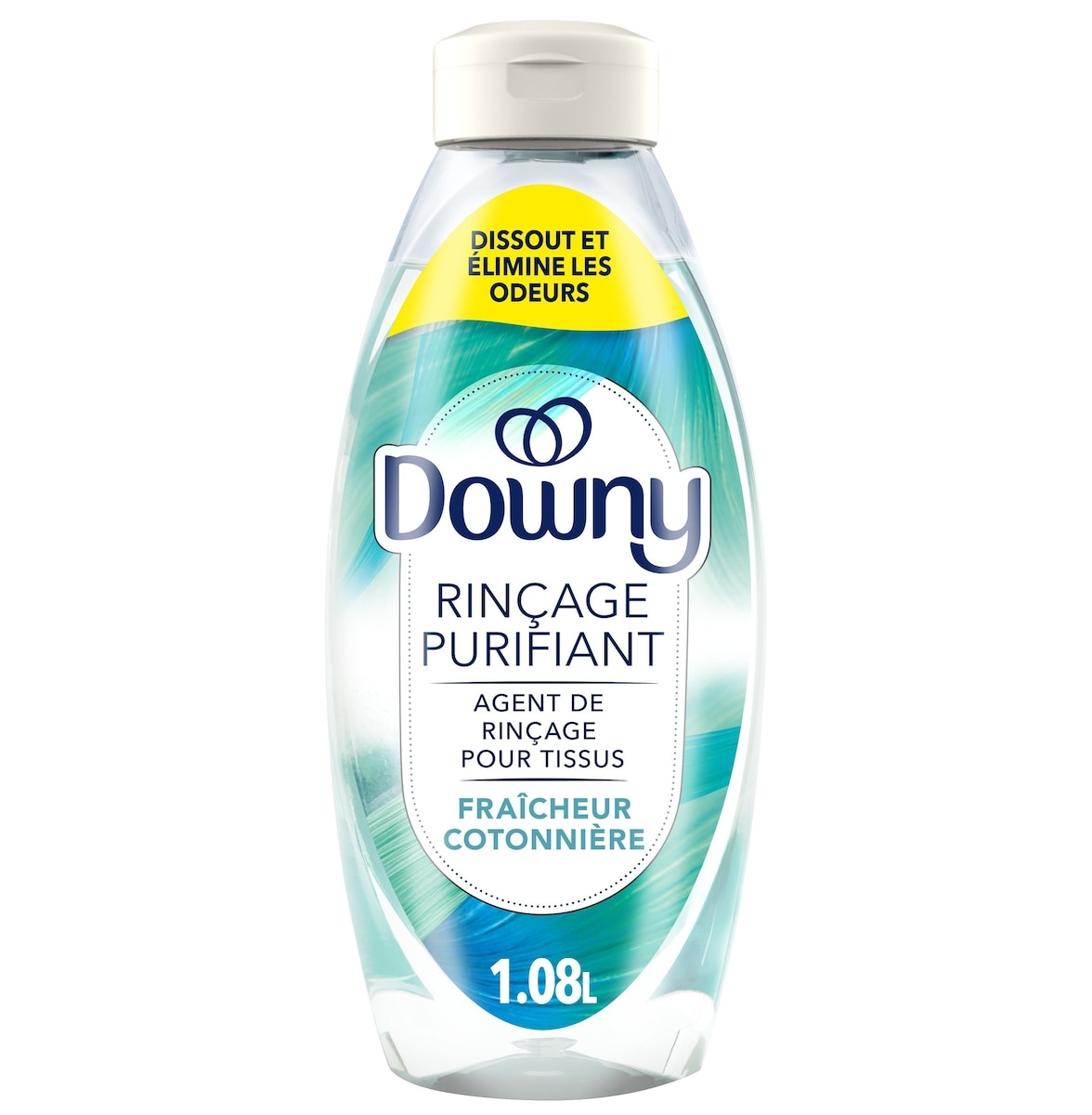 Downy Éliminateur d’odeurs purifiant pour lessive et assouplissant textile, sûr pour tous les tissus, compatible avec les laveuses HE, Fraîcheur cotonnière 1.08 l, 0,93 $/100ml