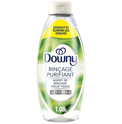 Downy Éliminateur d’odeurs pour lessive et assouplissant textile Rincer et Rafraîchir, Actif frais, sûr pour tous les tissus, compatible avec les laveuses HE 1.09 l, 1,10 $/100ml
