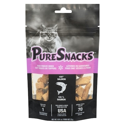 PureSnacks Gâteries ou garnitures pour chat séchées à froid 100 % saumon 23 g, 27,35 $/100g