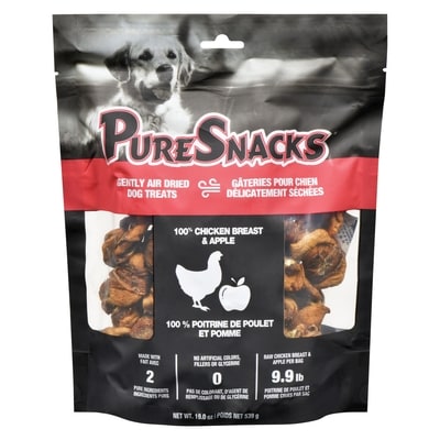 PureSnacks Gently Air Dried Dog Treats 100% Chicken Breast & Apple 539x601.0 g, $3.99/100g