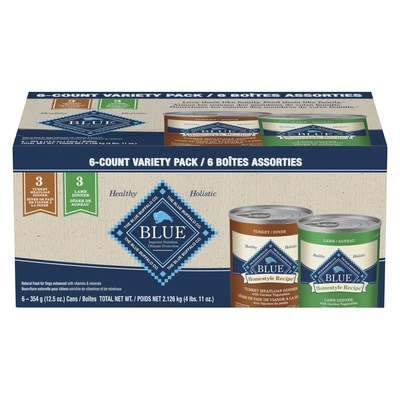 Blue Buffalo Natural Food For Dogs Enhanced With Vitamins & Minerals 6-Count Variety Pack 2.126 kg, $1.18/100g