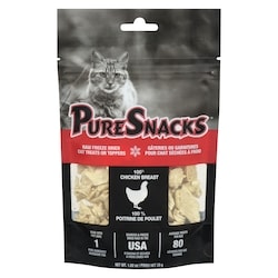 PureSnacks Raw Freeze Dried Cat Treats Or Toppers 100% Chicken Breast 29 g, $21.69/100g