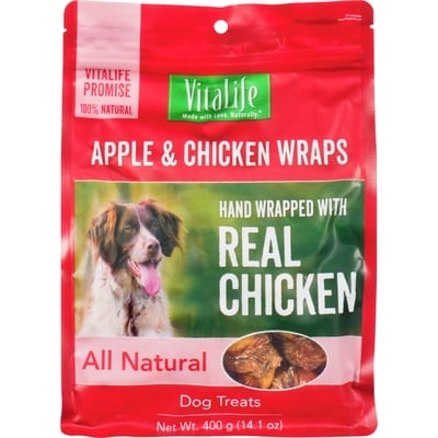 Vitalife Natural Rewards Dog Treats Apple & Chicken Wraps 400 g, $3.75/100g
