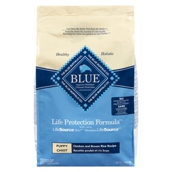 Blue Buffalo Life protection formula recette poulet et riz brun chiot 9.9 kg, 0,64 $/100g
