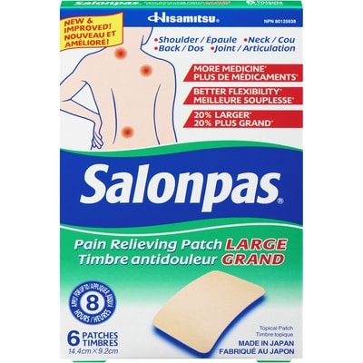salonpas Timbre antidouleur grand 6 ea, 2,17 $/1ch