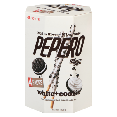 Lotte Pepero - Cookie Sticks Family Pack - White Cookies 128 g, $4.13/100g