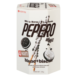 Lotte Pepero - Pack familial de bâtonnets aux biscuits blancs 128 g, 4,13 $/100g