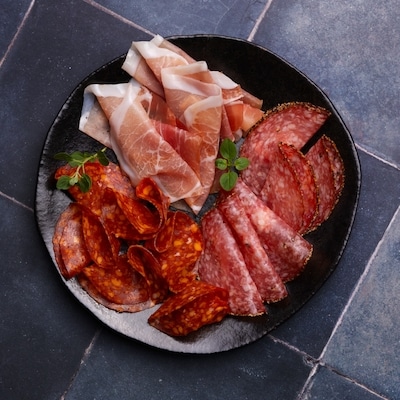 Chorizo, Salami and Prosciutto Charcuterie Trio